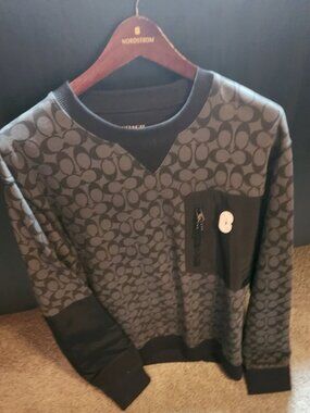 Coach Men’s XL Charcoal Gray Signature Monogram Crewneck Sweatshirt